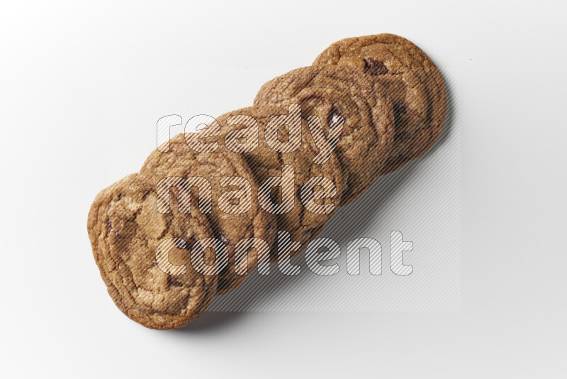 Chocolate chips cookies on a white background