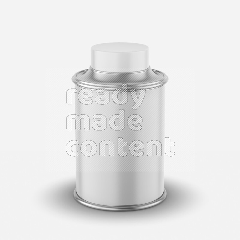 Metal tin bottle mockup with label and cap isolated on white background 3d rendering