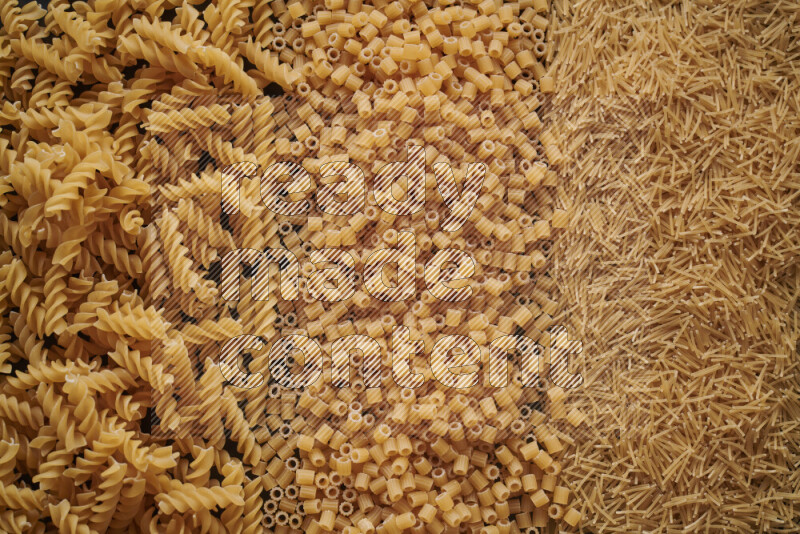 3 types of pasta filling the frame