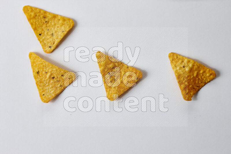 Nachos snacks on white background