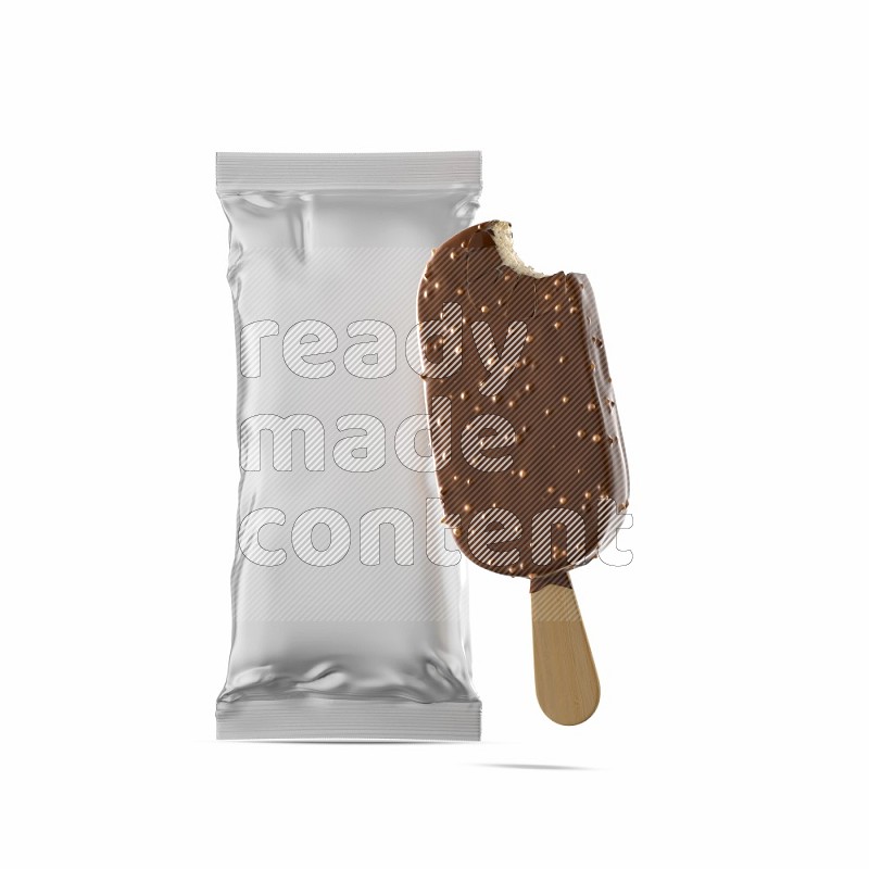 Chocolate ice cream stick mockup isolated on white background 3d rendering