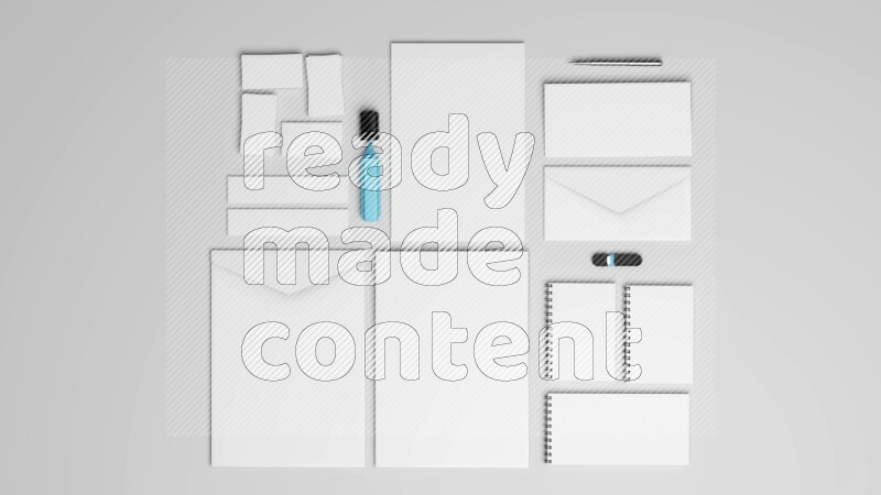 Corporate Stationery Elements, Blank White Textured Brand ID, On White Background