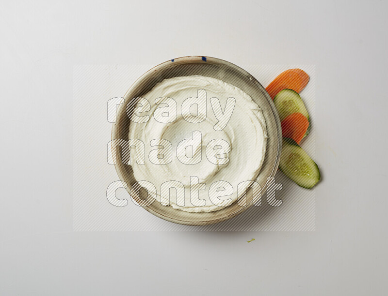 Plain Lebnah  in a grey pottery plate on a white background