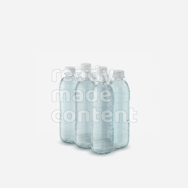 Plastic water bottles mockup wrapped isolated on white background 3d rendering