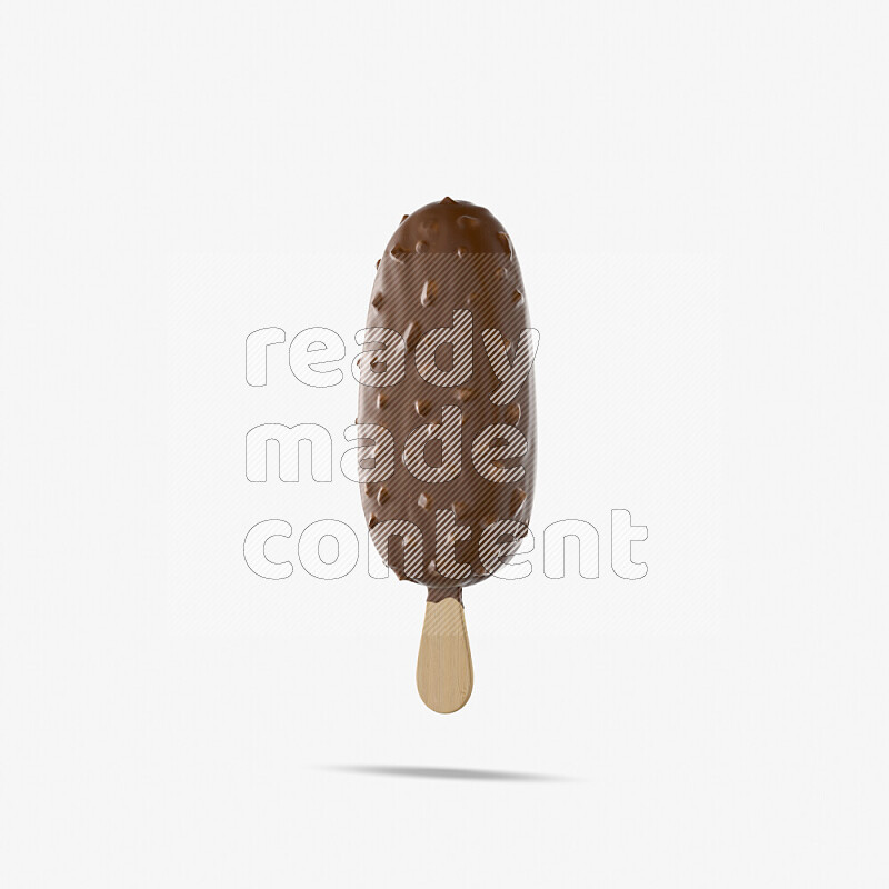 Chocolate ice cream stick mockup isolated on white background 3d rendering