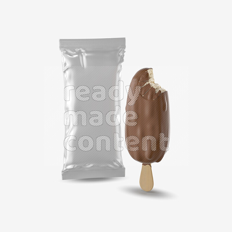 Chocolate ice cream stick mockup isolated on white background 3d rendering