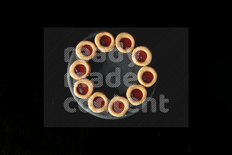 Top View of of Sablé Cookies on Black Flooring