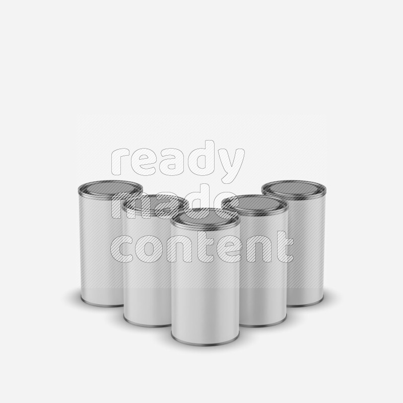 Set of paper tube mockup with glossy label and metal lid isolated on white background 3d rendering