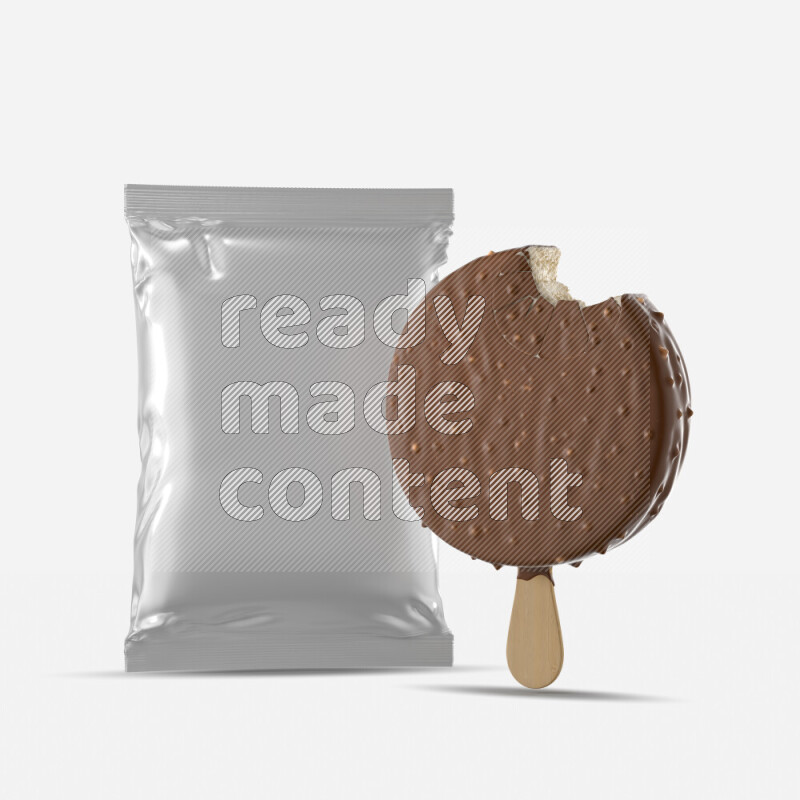 Chocolate ice cream stick mockup isolated on white background 3d rendering