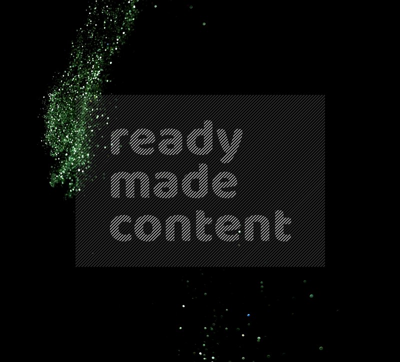 Green glitter powder isolated on black background