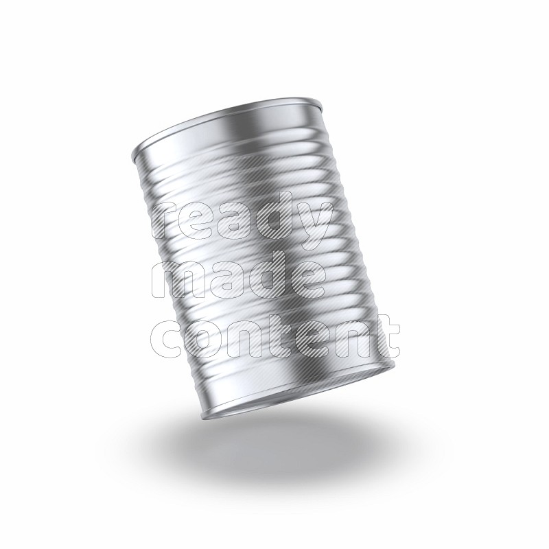 Glossy metallic tin can mockup isolated on white background 3d rendering