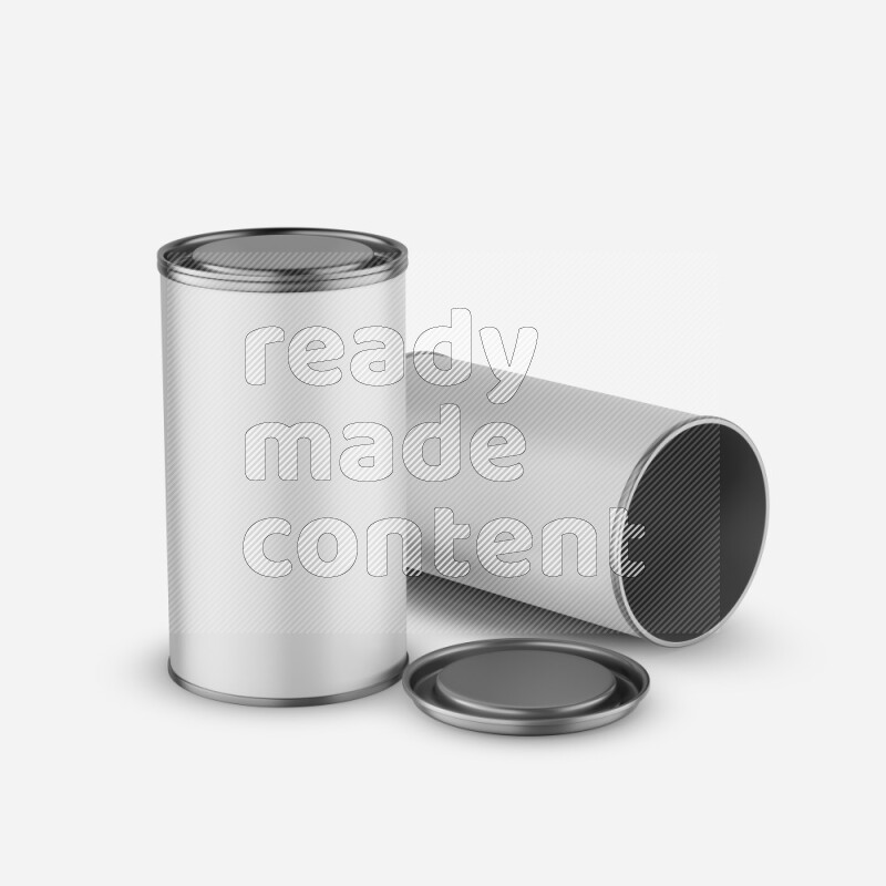 Paper tube mockup with glossy label and metal lid isolated on white background 3d rendering