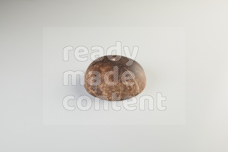 Wooden bowl and plate on white background