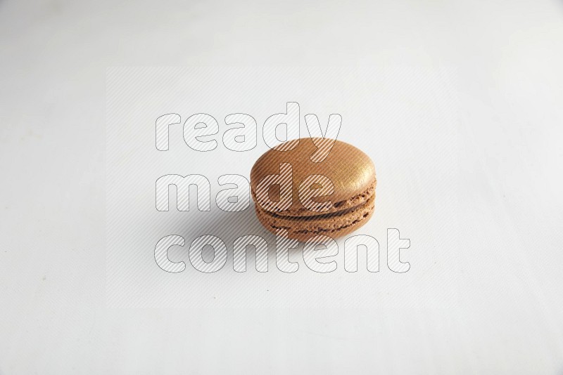 45º Shot of Brown Coffee macaron on white background