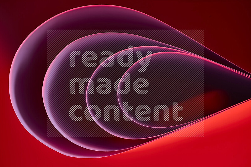 An abstract art of paper folded into smooth curves in red gradients