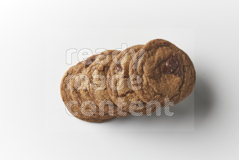 Chocolate chips cookies on a white background