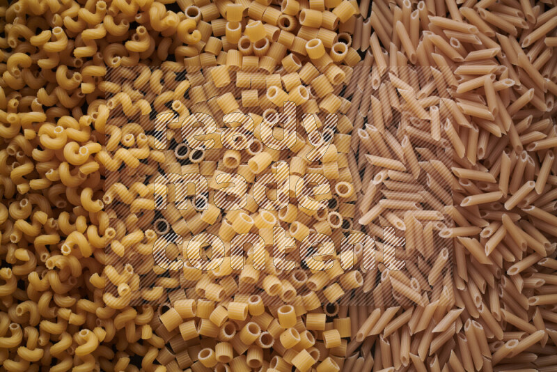3 types of pasta filling the frame