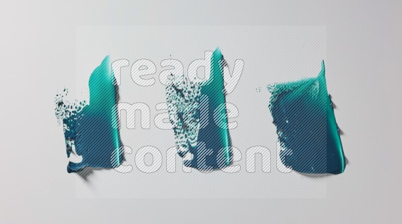 Turquoise painting knife strokes in on white background