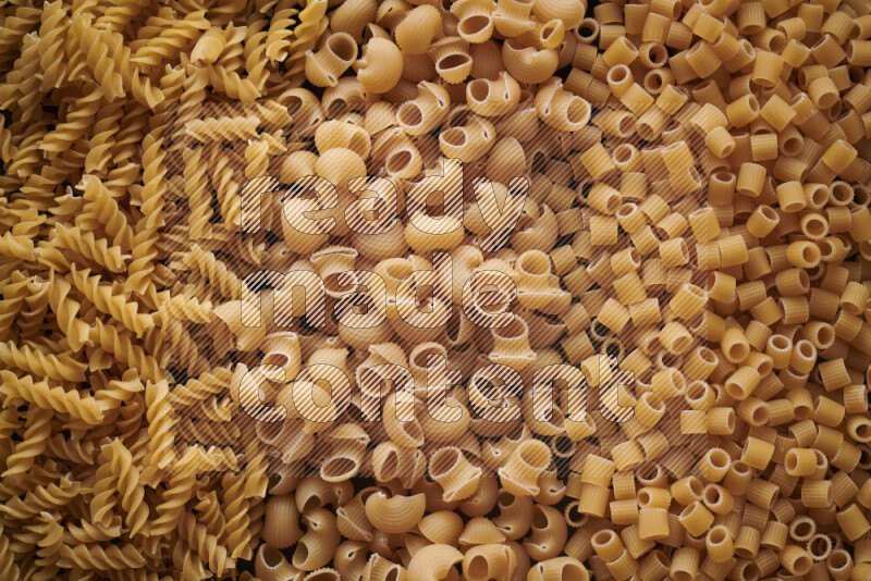 3 types of pasta filling the frame
