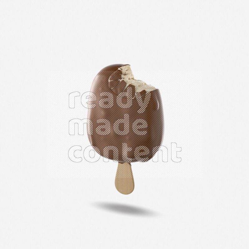 Chocolate ice cream stick mockup isolated on white background 3d rendering