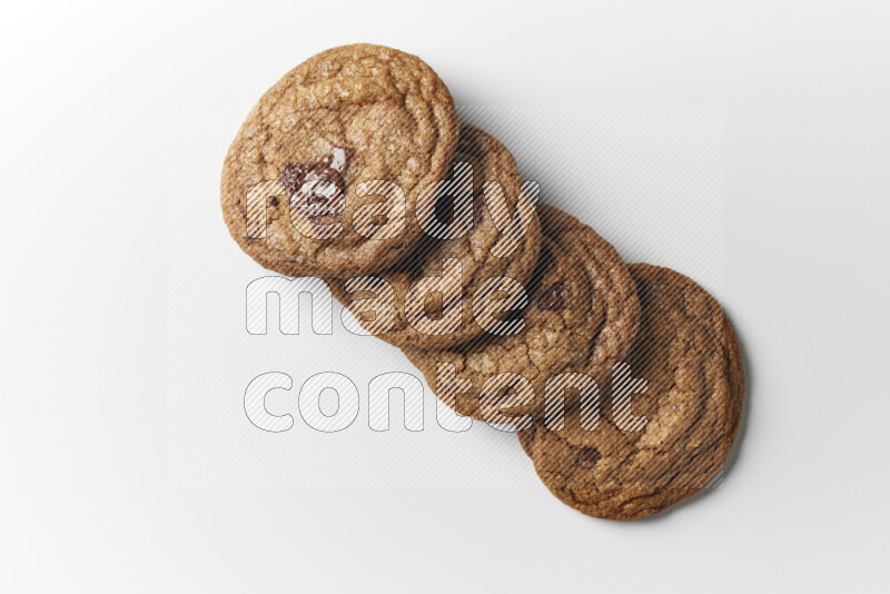 Chocolate chips cookies on a white background