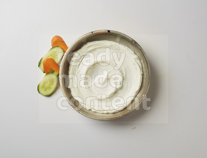 Plain Lebnah  in a grey pottery plate on a white background