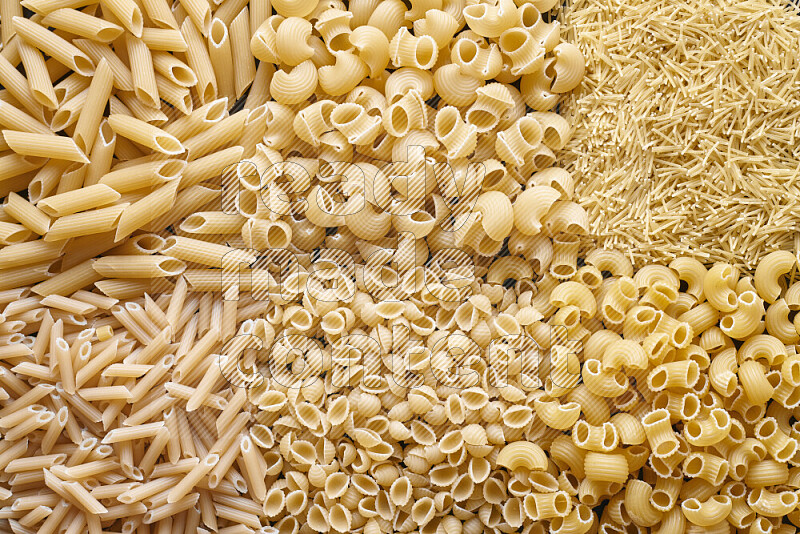 6 types of pasta filling the frame