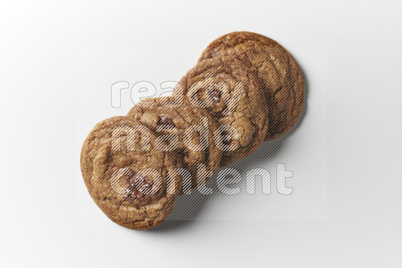 Chocolate chips cookies on a white background