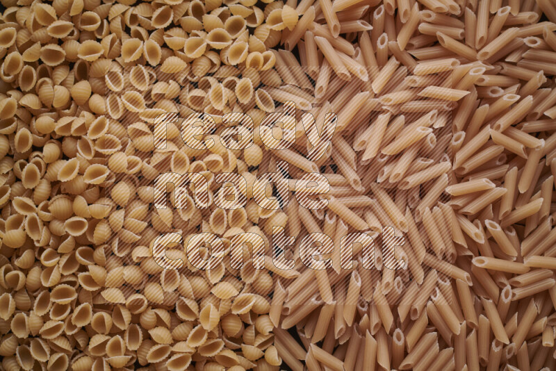 2 types of pasta filling the frame