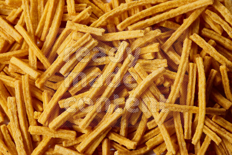 Assorted snacks on white background