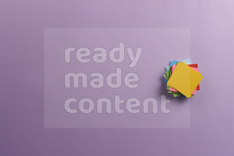 Multicolored sticky notes with school supplies on purple background