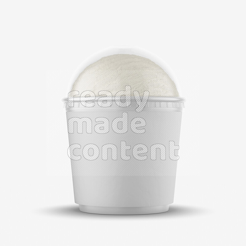 Ice cream in a white rough paper cup mockup isolated on white background 3d rendering