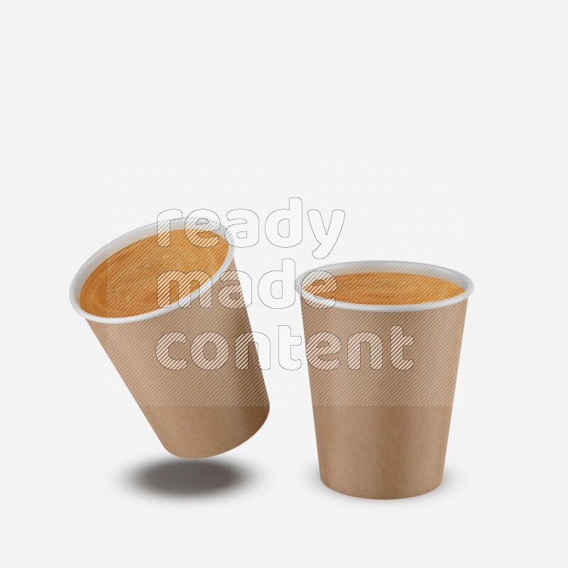 Set of matte paper cups mockup isolated on white background 3d rendering