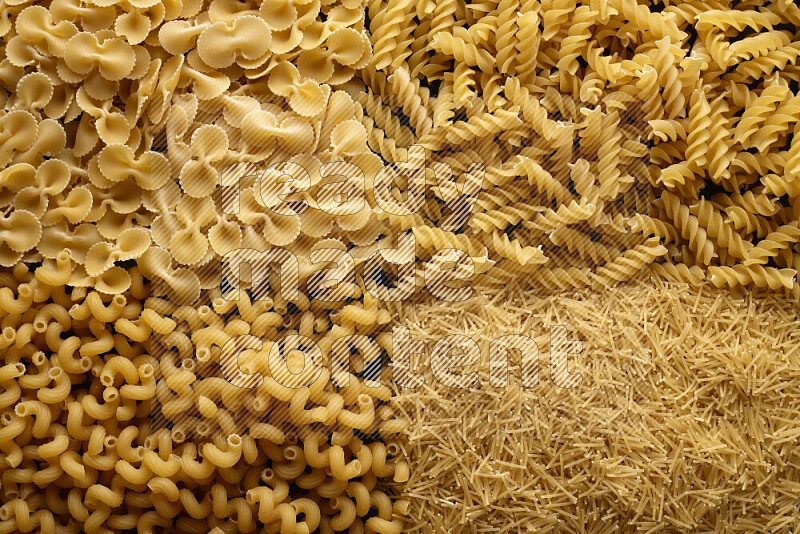 4 types of pasta filling the frame