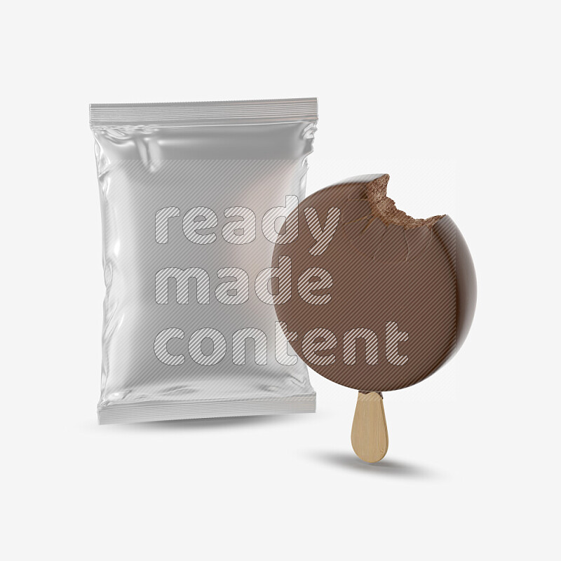 Chocolate ice cream stick mockup isolated on white background 3d rendering