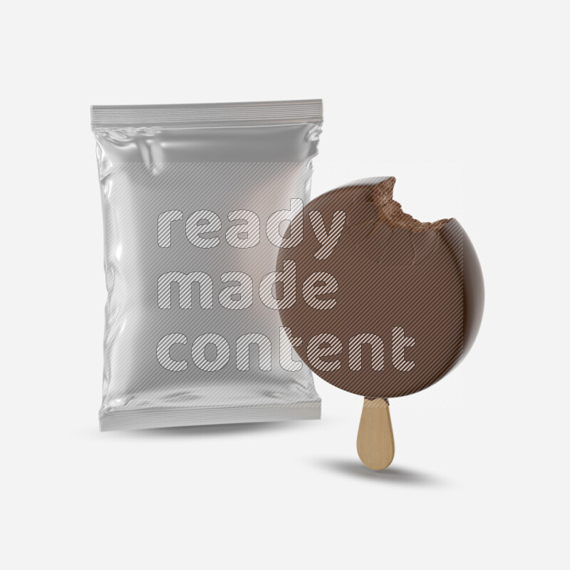 Chocolate ice cream stick mockup isolated on white background 3d rendering