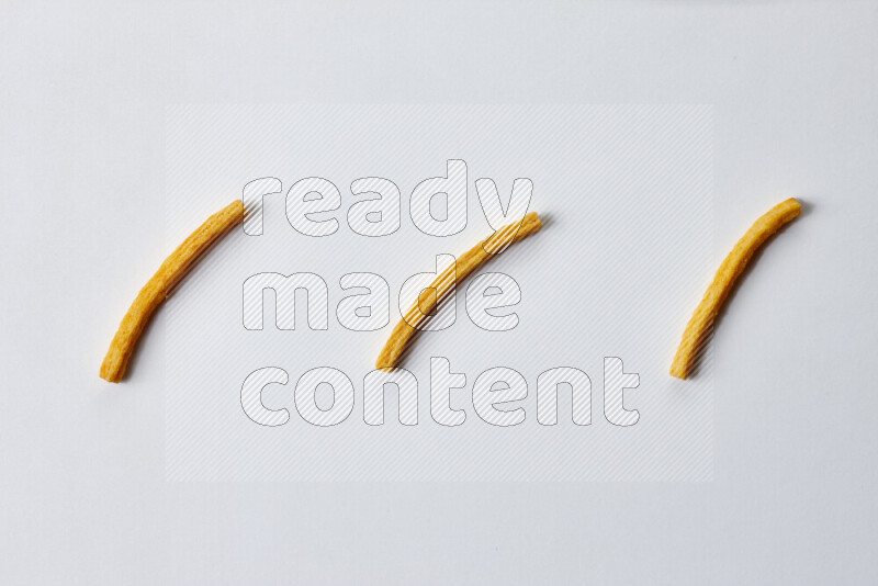 Assorted snacks on white background