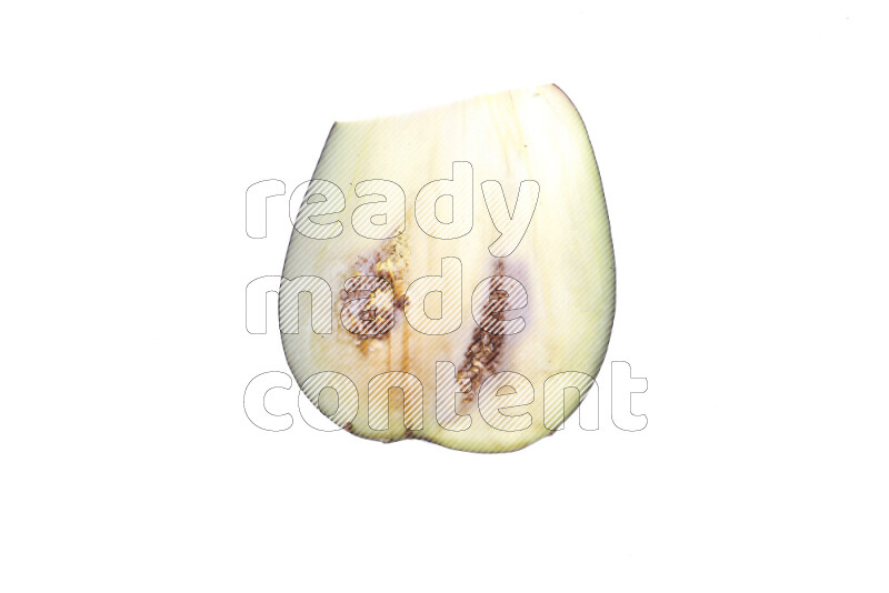 Eggplant slices on illuminated white background