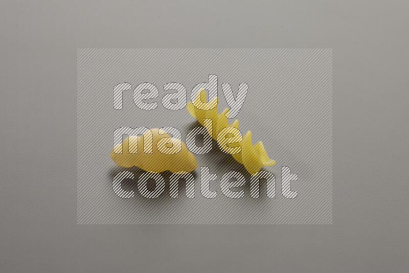 معكرونة قواقع مع أنواع أخري من المعكرونة علي خلفية رمادية