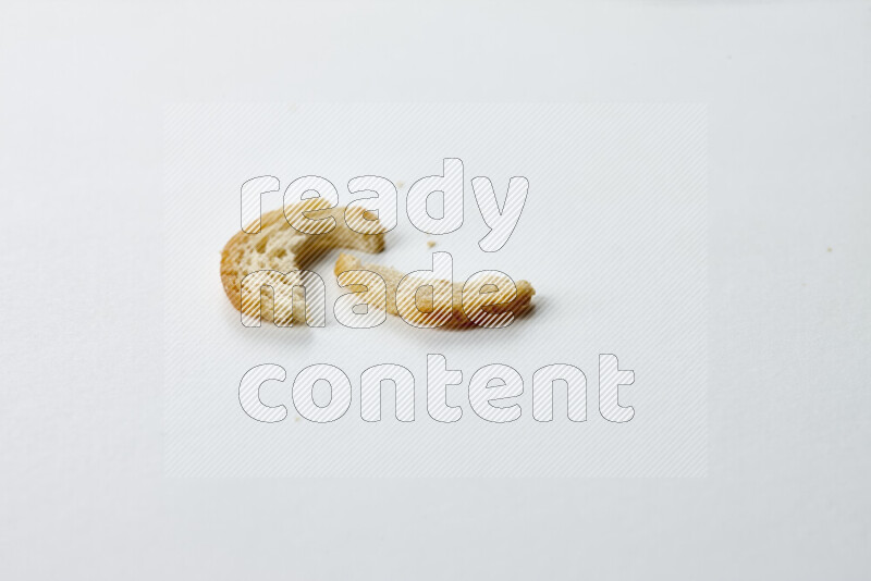 Assorted snacks on white background