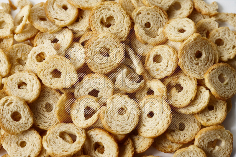 Assorted snacks on white background