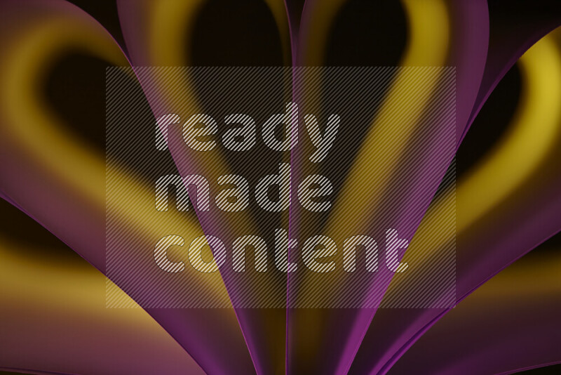 An abstract art piece displaying smooth curves in yellow and pink gradients created by colored light