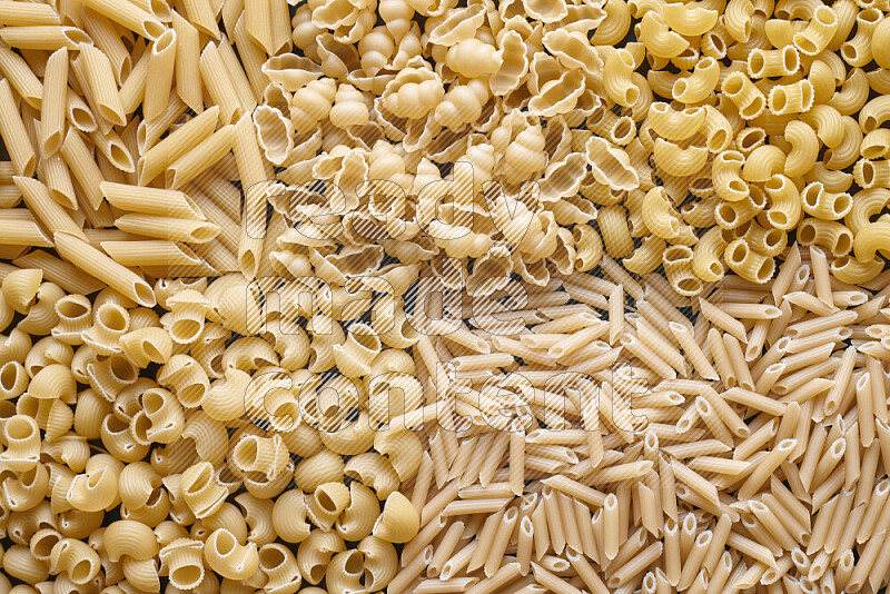 5 types of pasta filling the frame