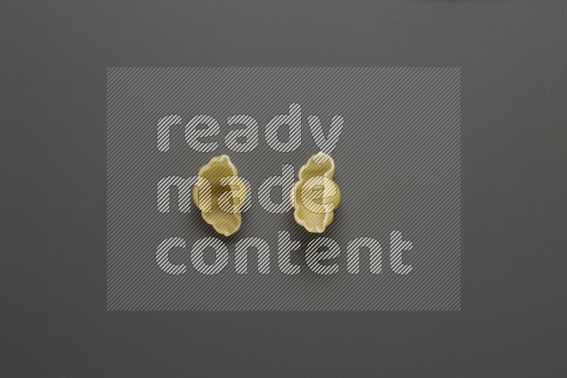 معكرونة قواقع علي خلفية رمادية