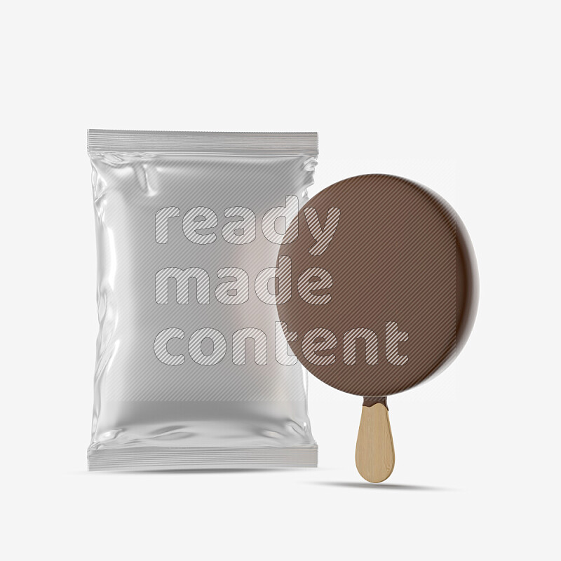 Chocolate ice cream stick mockup isolated on white background 3d rendering