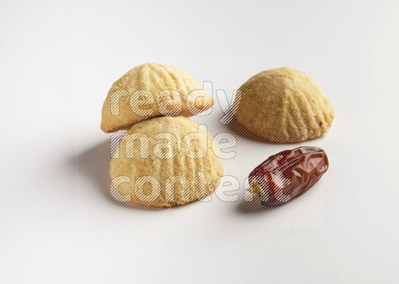 Three Pieces of Maamoul direct on white background