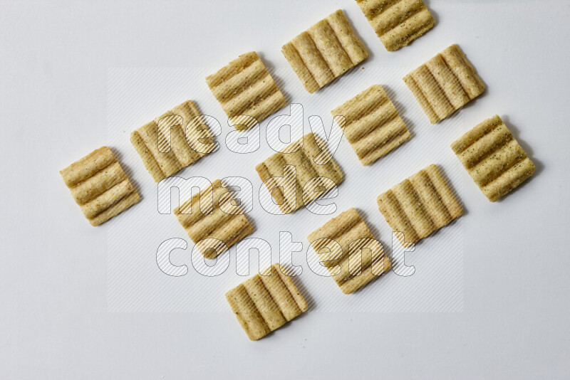 Crackers snacks on white background