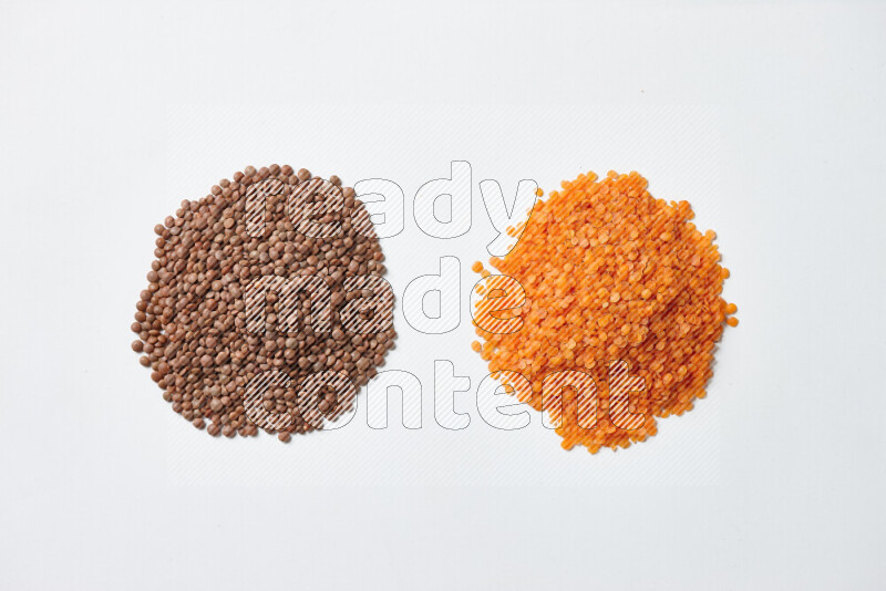 Lentils on white background