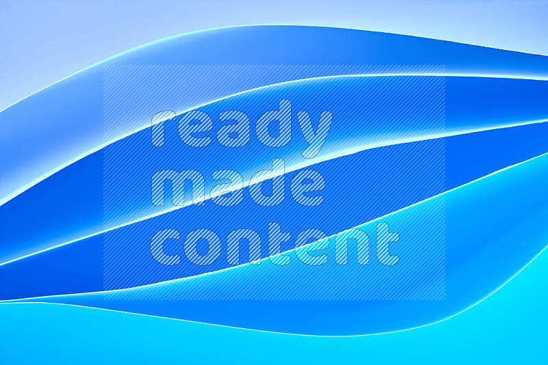 This image showcases an abstract paper art composition with paper curves in blue gradients created by colored light