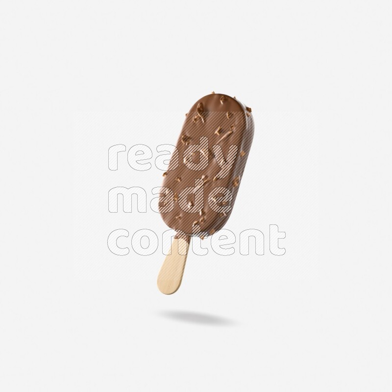 Chocolate ice cream stick mockup isolated on white background 3d rendering